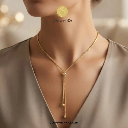 Anti-Tarnish Adjustable Gold Bead Lariat Pendant Necklace - Anti-Tarnish Adjustable Gold Bead Lariat Pendant NecklaceJewelryGlow With NazGlow With NazN0051Anti-Tarnish Adjustable Gold Bead Lariat Pendant Necklace