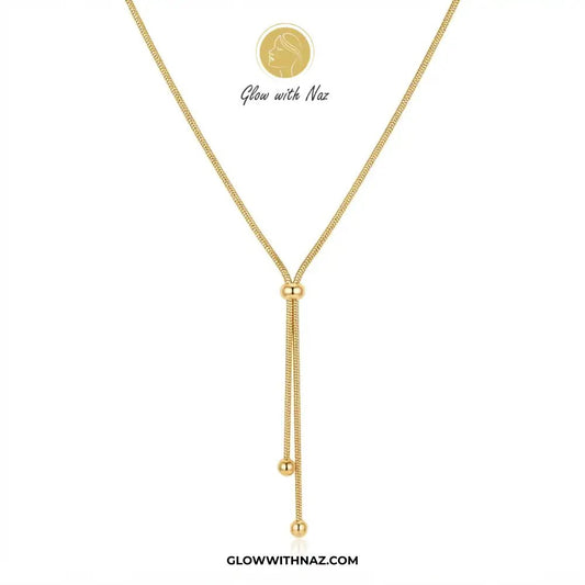 Anti-Tarnish Adjustable Gold Bead Lariat Pendant Necklace - Anti-Tarnish Adjustable Gold Bead Lariat Pendant NecklaceJewelryGlow With NazGlow With NazN0051Anti-Tarnish Adjustable Gold Bead Lariat Pendant Necklace