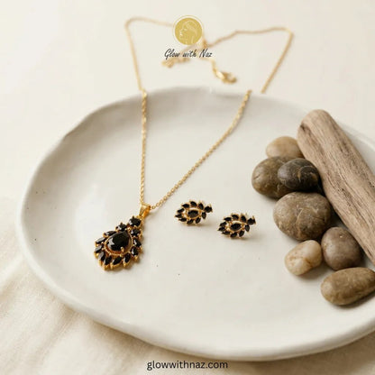 Black Zircon Necklace Set with Earrings Jewelry Set - Black Zircon Necklace Set with Earrings Jewelry SetJewelryGlow With NazGlow With NazN-N018N-N018Black Zircon Necklace Set with Earrings Jewelry Set laam.com necklace, pendant necklace, necklace set, locket set, simple necklace, pendant set, pendant, chain necklace, diamond pendant, diamond necklace, locket necklace, neck chain, girls locket, heart locket, pendant for girls, necklace for girls, heart necklace, locket for girls, diamond locket,