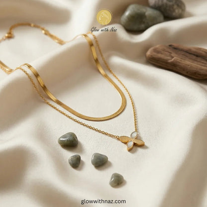 Double Layer Chain Star Floral Necklace - Double Layer Chain Star Floral NecklaceJewelryGlow With NazGlow With NazN-N009N-N009Double Layer Chain Star Floral Necklace