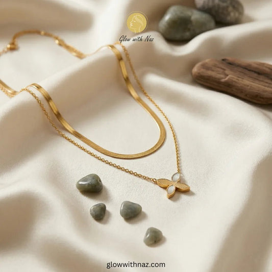 Double Layer Chain Star Floral Necklace - Double Layer Chain Star Floral NecklaceJewelryGlow With NazGlow With NazN-N009N-N009Double Layer Chain Star Floral Necklace