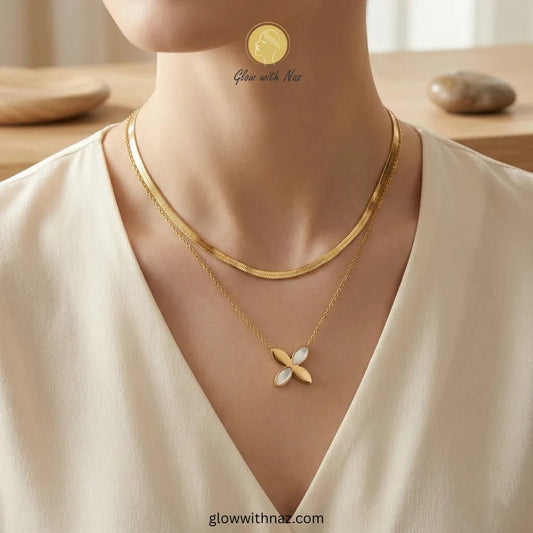 Double Layer Chain Star Floral Necklace - Double Layer Chain Star Floral NecklaceJewelryGlow With NazGlow With NazN-N009N-N009Double Layer Chain Star Floral Necklace
