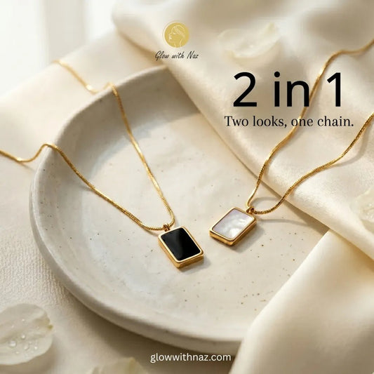 Double - Sided Black & White Rectangle Pendant Necklace - Double - Sided Black & White Rectangle Pendant NecklaceJewelryGlow With NazGlow With NazN-N022N-N022Double - Sided Black & White Rectangle Pendant Necklace