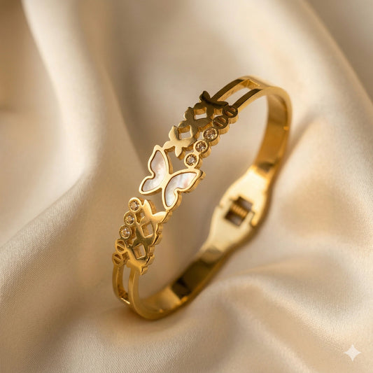 Elegant Butterfly Shell Inlay Bangle - Elegant Butterfly Shell Inlay BangleJewelryGlow with NazGlow With NazN-B009Elegant Butterfly Shell Inlay Bangle