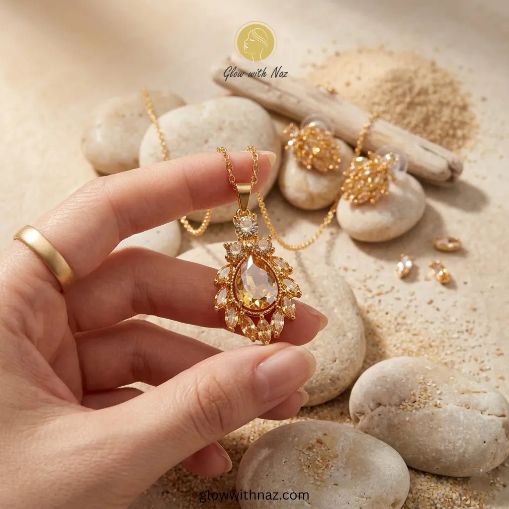 Elegant Sun Flower Style Necklace & Earrings Set - Elegant Sun Flower Style Necklace & Earrings SetJewelryGlow With NazGlow With NazN-N014N-N014Elegant Sun Flower Style Necklace & Earrings Set