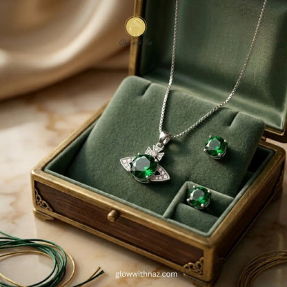 Emerald Green Zircon Pendant & Earrings Set - Emerald Green Zircon Pendant & Earrings SetJewelryGlow With NazGlow With NazN-N031N-N031Emerald Green Zircon Pendant & Earrings Set necklace, pendant necklace, necklace set, locket set, simple necklace, pendant set, pendant, chain necklace, diamond pendant, diamond necklace, locket necklace, neck chain, girls locket, heart locket, pendant for girls, necklace for girls, heart necklace, locket for girls, diamond locket, pendant necklace for girls, heart chain lock