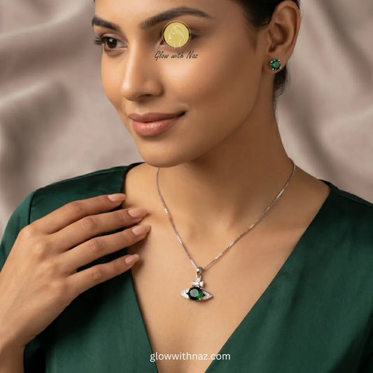 Emerald Green Zircon Pendant & Earrings Set - Emerald Green Zircon Pendant & Earrings SetJewelryGlow With NazGlow With NazN-N031N-N031Emerald Green Zircon Pendant & Earrings Set