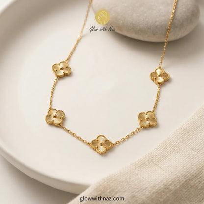 Four - Leaf Gold Jewellery Set – Necklace, Earrings, Ring & Bracelet - Four - Leaf Gold Jewellery Set – Necklace, Earrings, Ring & BraceletJewelryGlow with NazGlow With NazN-N002N-N002Four - Leaf Gold Jewellery Set – Necklace, Earrings, Ring & Bracelet