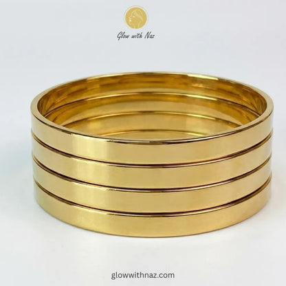 Gold Plated High-Polish 18K Gold Bangle Set