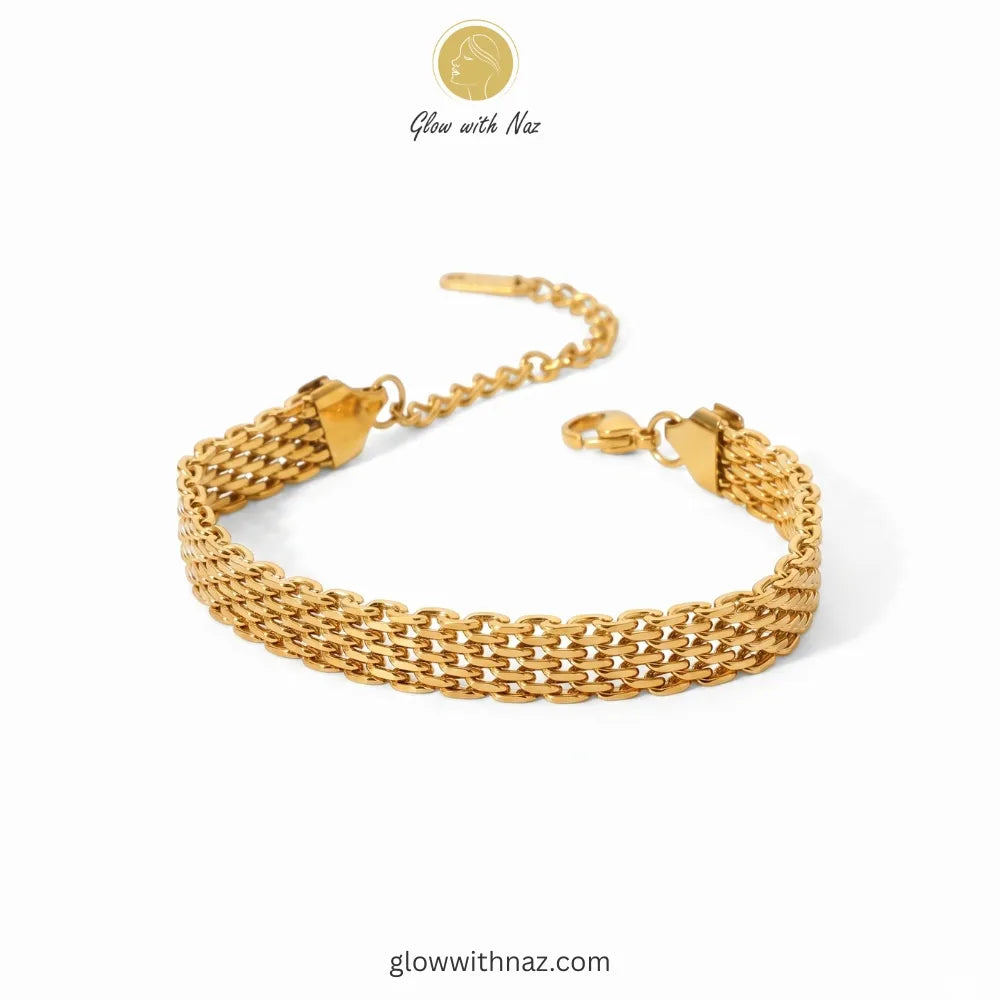 18k Gold Plated Mesh Chain Bracelet