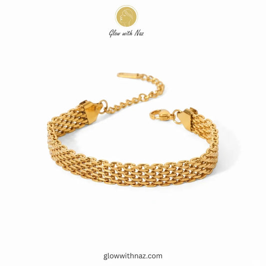 18k Gold Plated Mesh Chain Bracelet