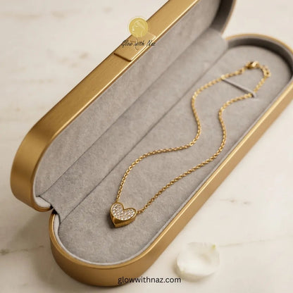 Gold Heart Pendant Necklace - Gold Heart Pendant NecklaceJewelryGlow With NazGlow With NazN-N037N-N037Gold pavé crystal heart pendant necklace online in Pakistan — anti - tarnish stainless steel by Glow with Naz, delivery across Karachi Lahore Islamabad necklace, pendant necklace, necklace set, locket set, simple necklace, pendant set, pendant, chain necklace, diamond pendant, diamond necklace, locket necklace, neck chain, girls locket, heart locket, pendant for girls, necklace for girls, heart necklace, lo