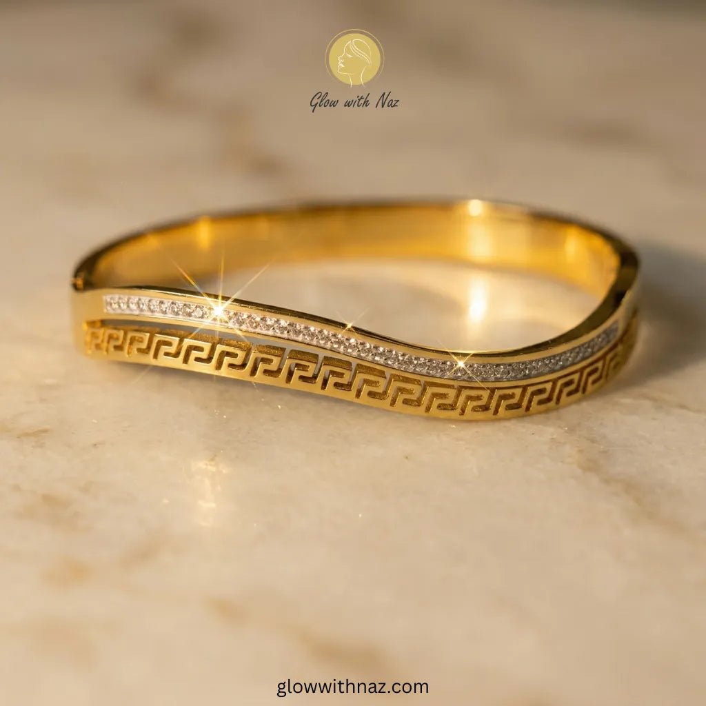 Gold Medusa & Crystal Wave Bangles Deal - Gold Medusa & Crystal Wave Bangles DealJewelryGlow With NazGlow With Naz10001810001818K Gold - Plated Grecian Wave Hand Cuff Bracelets