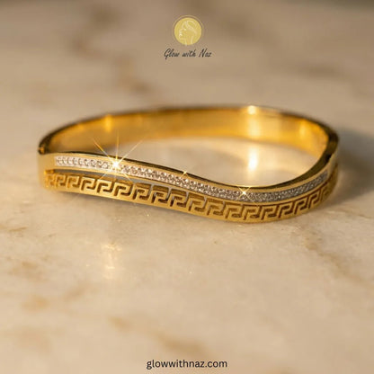 Gold Medusa & Crystal Wave Bangles Deal - Gold Medusa & Crystal Wave Bangles DealJewelryGlow With NazGlow With Naz10001810001818K Gold - Plated Grecian Wave Hand Cuff Bracelets