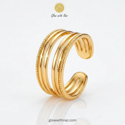 Gold Multi-Layer Stainless Steel Stacked Simple Ring for Girls - Gold Multi-Layer Stainless Steel Stacked Simple Ring for GirlsJewelryGlow With NazGlow With NazR0016R0016ring, girls rings, rings for girls, rings simple, simple rings, stainless steel jewelry, jewellery set, aesthetic jewelry, simple jewellery, chain, jewelry, artificial jewellery, green jewellery, girls jewellery, rings for women, black ring, flower jewellery, chain for girls, jewellery for girls, jewellery