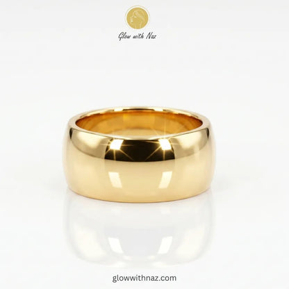 Gold-Plated Anti-Tarnish Wide Dome Band Simple Ring - Gold-Plated Anti-Tarnish Wide Dome Band Simple RingJewelryGlow With NazGlow With NazR006R0066Gold wide dome band ring in mirror-polished 18K gold plated stainless steel, anti-tarnish chunky ring available online in Pakistan by Glow with Naz, ring, girls rings, rings for girls, rings simple, simple rings, stainless steel jewelry, jewellery set, aesthetic jewelry, simple jewellery, chain, jewelry, artificial jewellery, green jewellery, girls je