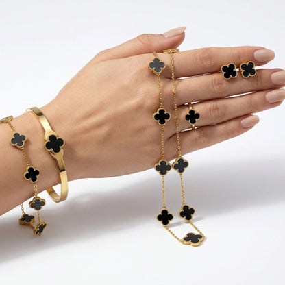 Gold Plated Black Clover Set - Gold Plated Black Clover SetJewelryGlow with NazGlow With NazGold Plated Black Clover Set