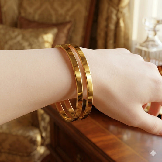 Gold Plated High - Polish 18K Gold Bangle Set - Gold Plated High - Polish 18K Gold Bangle SetJewelryGlow with NazGlow With NazN-B002Gold Plated High - Polish 18K Gold Bangle Set