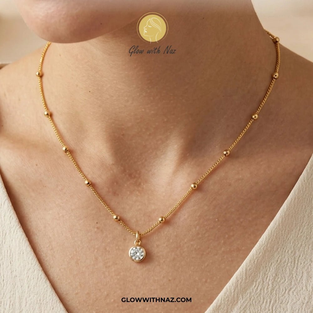 Gold Plated Stainless Steel Beaded Chain Diamond Pendant Necklace - Gold Plated Stainless Steel Beaded Chain Diamond Pendant NecklaceJewelryGlow With NazGlow With Naznecklace, pendant necklace, necklace set, locket set, simple necklace, pendant set, pendant, chain necklace, diamond pendant, diamond necklace, locket necklace, neck chain, girls locket, heart locket, pendant for girls, necklace for girls, heart necklace, locket for girls, diamond locket, pendant necklace for girls, heart chain lock