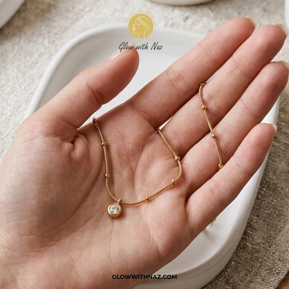 Gold Plated Stainless Steel Beaded Chain Diamond Pendant Necklace - Gold Plated Stainless Steel Beaded Chain Diamond Pendant NecklaceJewelryGlow With NazGlow With Naznecklace, pendant necklace, necklace set, locket set, simple necklace, pendant set, pendant, chain necklace, diamond pendant, diamond necklace, locket necklace, neck chain, girls locket, heart locket, pendant for girls, necklace for girls, heart necklace, locket for girls, diamond locket, pendant necklace for girls, heart chain lock