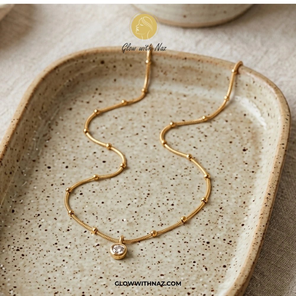 Gold Plated Stainless Steel Beaded Chain Diamond Pendant Necklace - Gold Plated Stainless Steel Beaded Chain Diamond Pendant NecklaceJewelryGlow With NazGlow With Naznecklace, pendant necklace, necklace set, locket set, simple necklace, pendant set, pendant, chain necklace, diamond pendant, diamond necklace, locket necklace, neck chain, girls locket, heart locket, pendant for girls, necklace for girls, heart necklace, locket for girls, diamond locket, pendant necklace for girls, heart chain lock