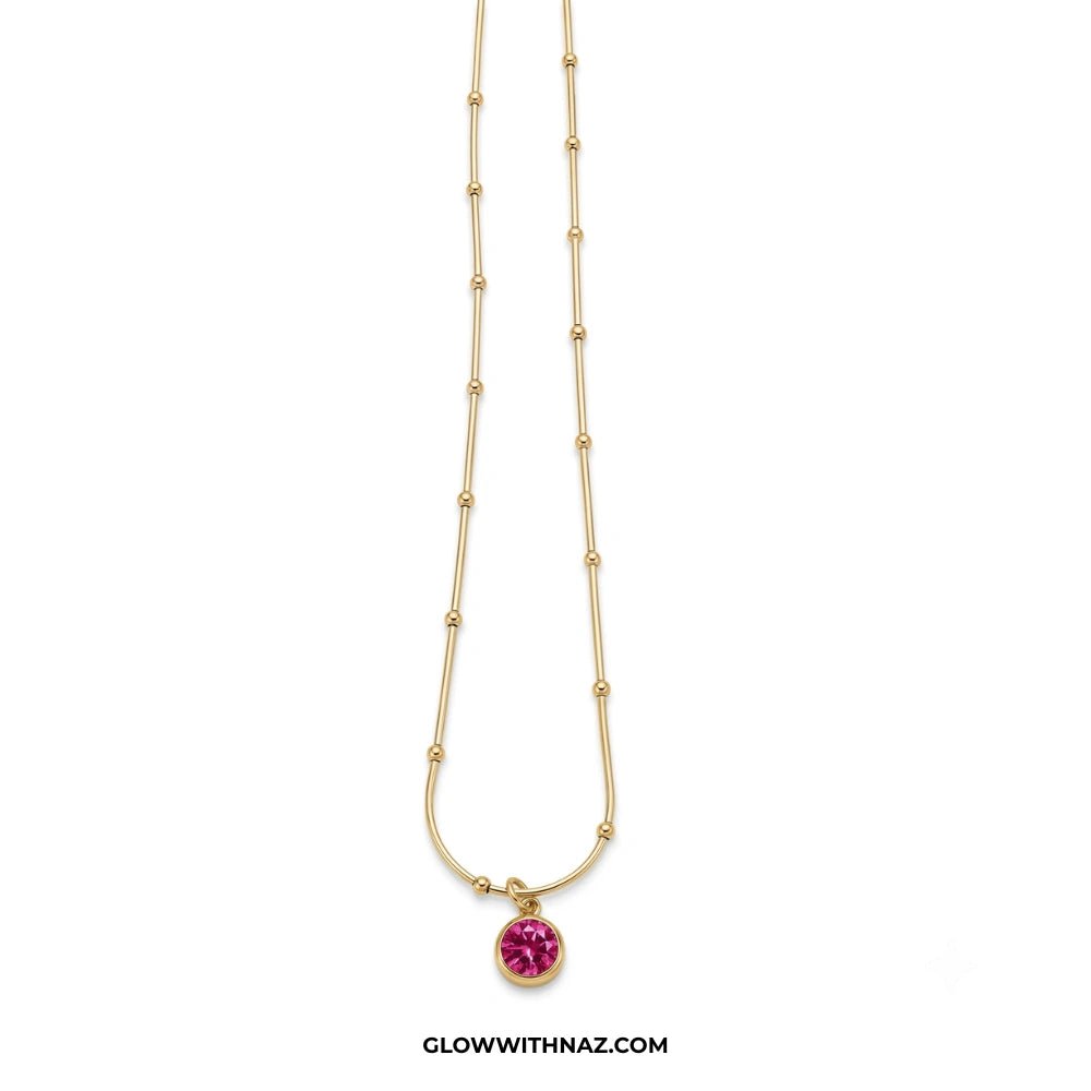 Gold Plated Stainless Steel Beaded Chain Pink Pendant Necklace - Gold Plated Stainless Steel Beaded Chain Pink Pendant NecklaceJewelryGlow With NazGlow With Naznecklace, pendant necklace, necklace set, locket set, simple necklace, pendant set, pendant, chain necklace, diamond pendant, diamond necklace, locket necklace, neck chain, girls locket, heart locket, pendant for girls, necklace for girls, heart necklace, locket for girls, diamond locket, pendant necklace for girls, heart chain locket, st