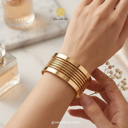 Gold Stacked Bangles Set Deal Offer - Gold Stacked Bangles Set Deal OfferJewelryGlow With NazGlow With Naz2.15 Gold Stacked Bangles Set Deal Offer in Pakistan – Anti - Tarnish Pure Stainless Steel Multi Bangle Bundle | Glow with Naz