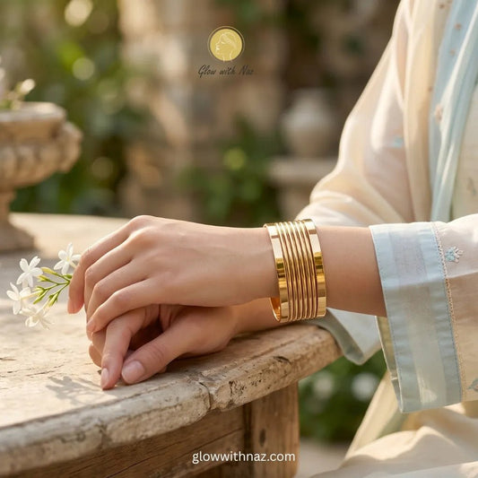 Gold Stacked Bangles Set Deal Offer - Gold Stacked Bangles Set Deal OfferJewelryGlow With NazGlow With Naz2.25Buy gold stacked bangles set deal offer online in Pakistan. Anti - tarnish stainless steel, Thai imported, colour guaranteed
