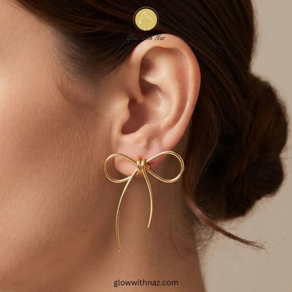 Gold Wire Sculpted Big Bow Stud Earrings - #Gold Wire Sculpted Big Bow Stud EarringsJewelryGlow With NazGlow With NazBig Bow EarringGold Wire Sculpted Big Bow Stud Earrings#