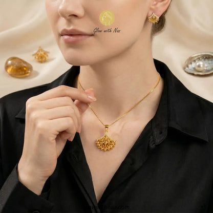Golden Champagne Zircon Fan Shape Jewelry Set - Golden Champagne Zircon Fan Shape Jewelry SetJewelryGlow With NazGlow With NazN-N015N-N015Golden Champagne Zircon Fan Shape Jewelry Set