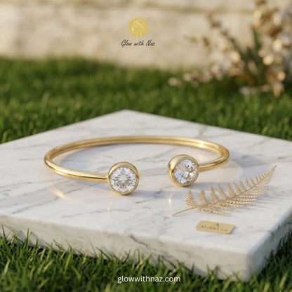 Heart Hoop Earrings & Cuff Bracelet Deal - Heart Hoop Earrings & Cuff Bracelet DealJewelryGlow With NazGlow With Naz100011100011Gold Laam Bracelet Zircon Open Cuff Bangle