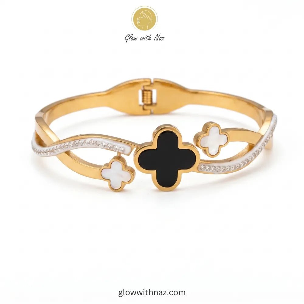 Infinity Trio Stainless Steel Clover Hand Cuff Bracelets - Infinity Trio Stainless Steel Clover Hand Cuff BraceletsJewelryGlow with NazGlow With NazN-B016N-B016Infinity Trio Clover Hand Cuff Bracelets