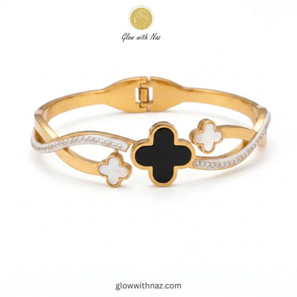Infinity Trio Stainless Steel Clover Hand Cuff Bracelets - Infinity Trio Stainless Steel Clover Hand Cuff BraceletsJewelryGlow with NazGlow With NazN-B016N-B016Infinity Trio Clover Hand Cuff Bracelets