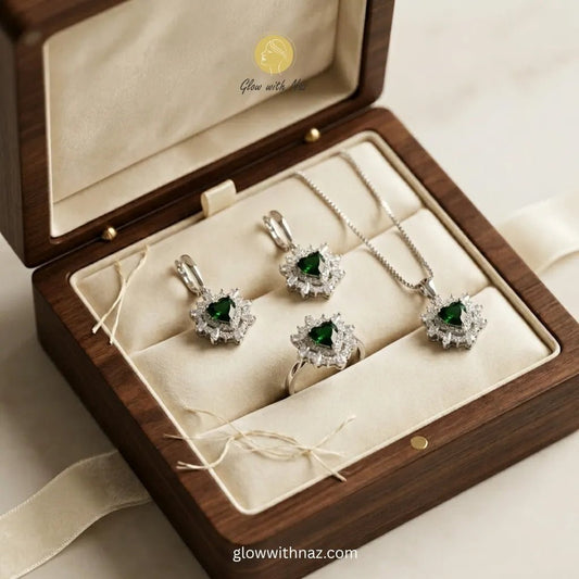 Luxury Emerald Green Heart Jewelry Set - Luxury Emerald Green Heart Jewelry SetJewelryGlow With NazGlow With NazN-N026N-N026Luxury Emerald Green Heart Jewelry Set