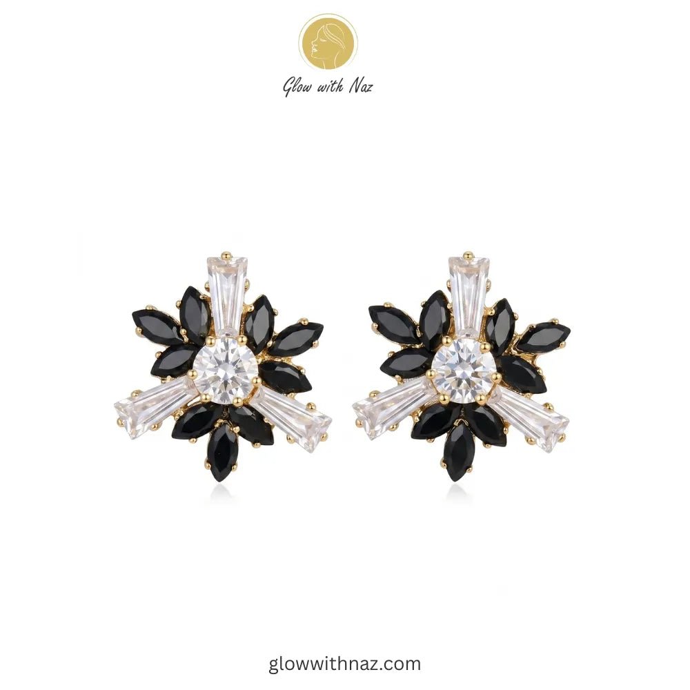 Midnight Onyx Starburst Studs Earrings for Women - Midnight Onyx Starburst Studs Earrings for WomenJewelryGlow with NazGlow With NazN-E004N-E004Midnight Onyx Starburst Studs Earrings