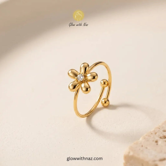Premium Gold Flower Adjustable Ring - Premium Gold Flower Adjustable RingJewelryGlow With NazGlow With NazN-R004N-R004Premium Gold Flower Adjustable Ring