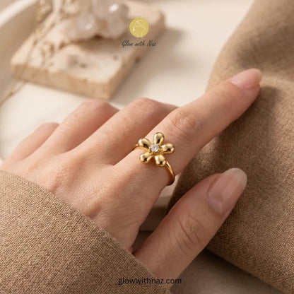 Premium Gold Flower Adjustable Ring - Premium Gold Flower Adjustable RingJewelryGlow With NazGlow With NazN-R004N-R004Premium Gold Flower Adjustable Ring