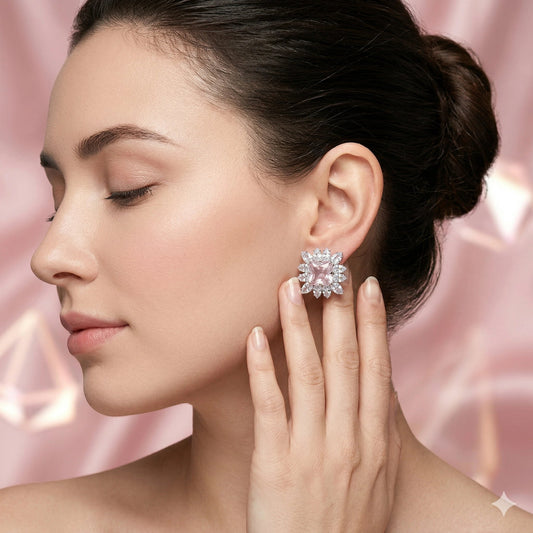 Regal Blush Square Halo Studs - Regal Blush Square Halo StudsJewelryGlow with NazGlow With NazN-E007Regal Blush Square Halo Studs