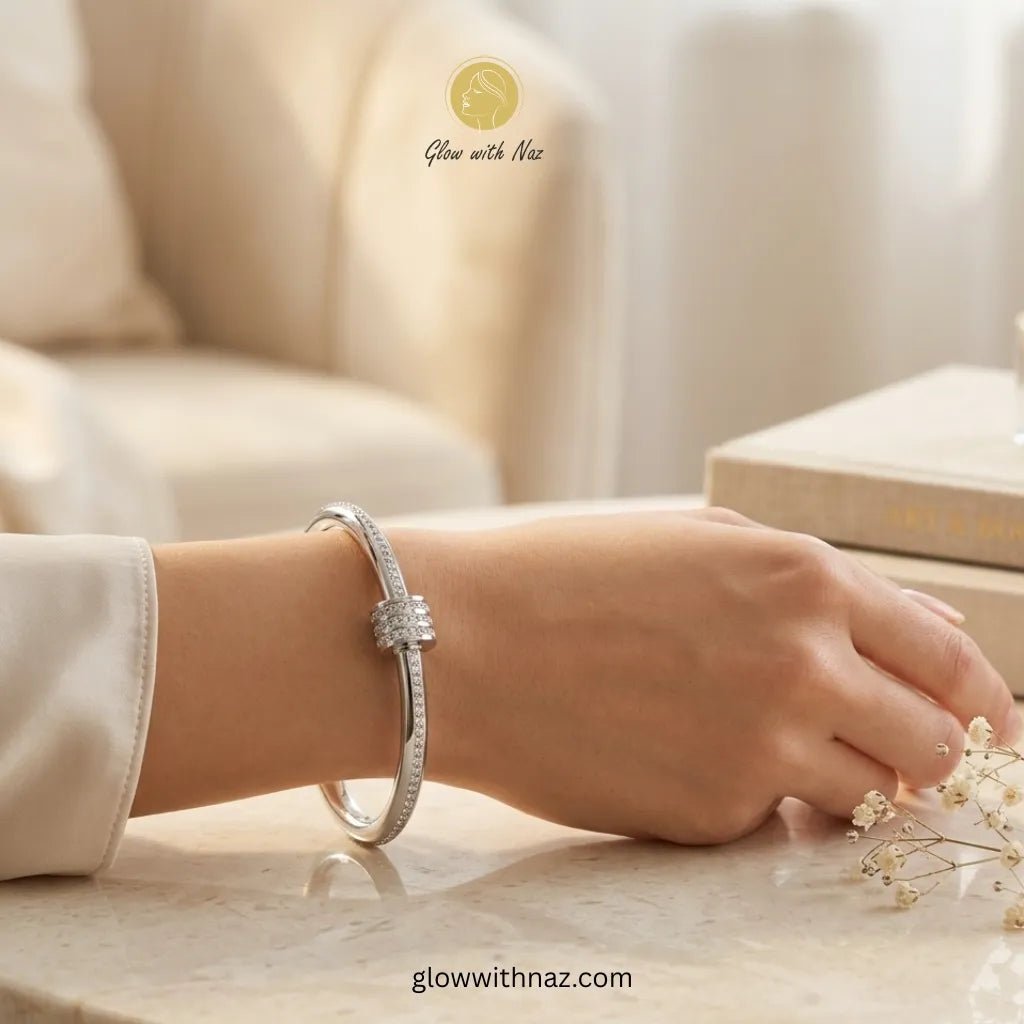 Silver Bangle & Gold Bracelet Deal Offer - Silver Bangle & Gold Bracelet Deal OfferJewelryGlow With NazGlow With Naz100012100012Silver Crystal Bangle Bracelet Pakistan 