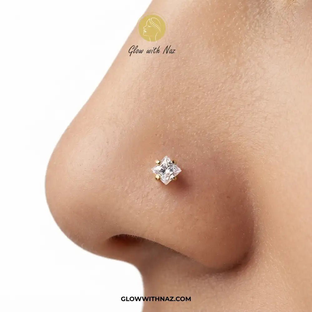 Square Diamond Nose Pin & Helix Piercing Ear Jewelry - Square Diamond Nose Pin & Helix Piercing Ear JewelryJewelryGlow With NazGlow With NazNR008Square Diamond Nose Pin & Helix Piercing Ear Jewelry