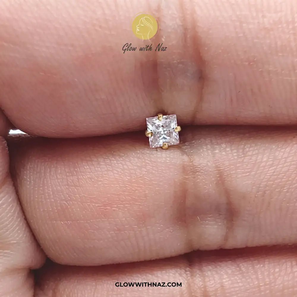 Square Diamond Nose Pin & Helix Piercing Ear Jewelry - Square Diamond Nose Pin & Helix Piercing Ear JewelryJewelryGlow With NazGlow With NazNR008Square Diamond Nose Pin & Helix Piercing Ear Jewelry