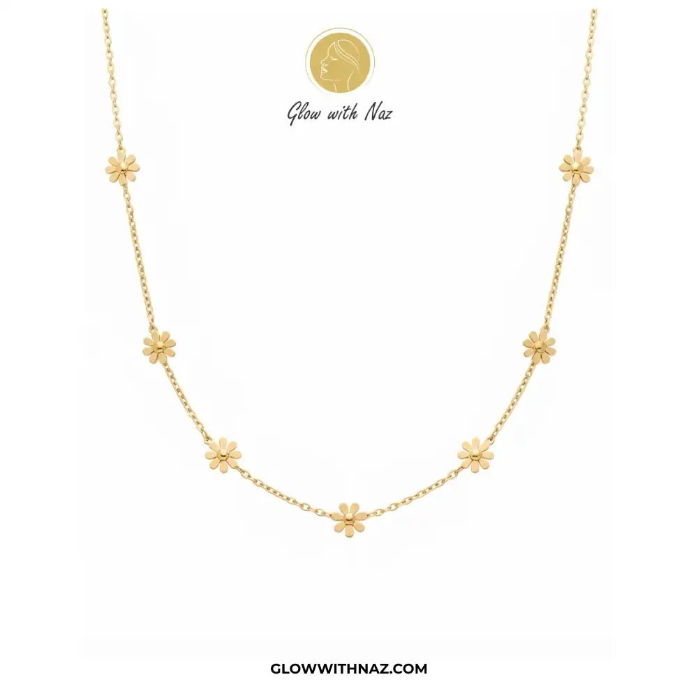 Stainless Steel 7 Daisy Flower Diamond Necklace - #Stainless Steel 7 Daisy Flower Diamond NecklaceJewelryGlow With NazGlow With NazStainless Steel 7 Daisy Flower Diamond Necklace#