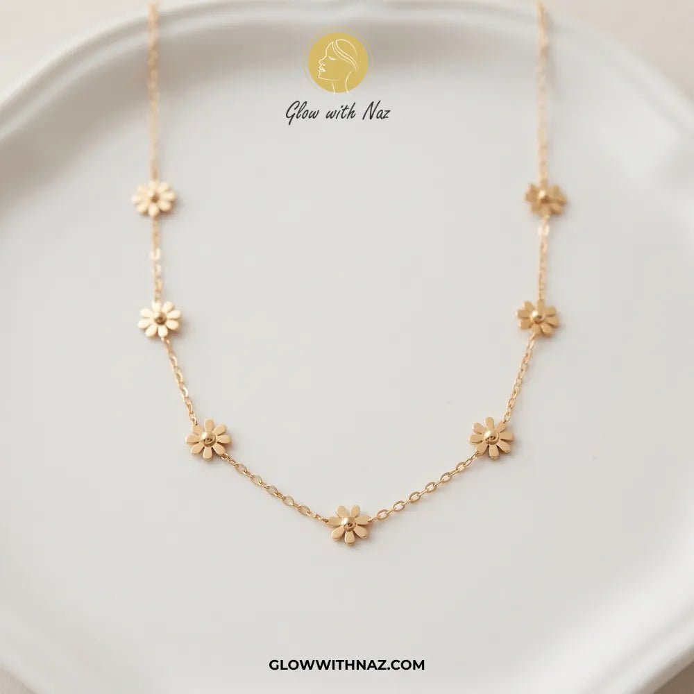 Stainless Steel 7 Daisy Flower Diamond Necklace - #Stainless Steel 7 Daisy Flower Diamond NecklaceJewelryGlow With NazGlow With NazStainless Steel 7 Daisy Flower Diamond Necklace#