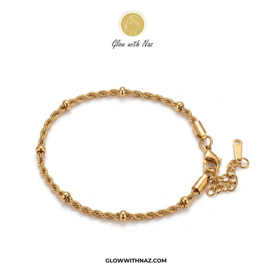 Stainless Steel Beaded Twisted Chain Bracelet - Stainless Steel Beaded Twisted Chain BraceletJewelryGlow With NazGlow With NazB0062Stainless Steel Beaded Twisted Chain Bracelet