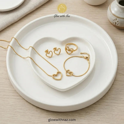 Stainless Steel Complete Heart Pendant Necklace Set - Stainless Steel Complete Heart Pendant Necklace SetJewelryGlow With NazGlow With NazN0049N0049Open heart jewelry set styled for everyday luxury - Glow with Naz Jewelry necklace, pendant necklace, necklace set, locket set, simple necklace, pendant set, pendant, chain necklace, diamond pendant, diamond necklace, locket necklace, neck chain, girls locket, heart locket, pendant for girls, necklace for girls, heart necklace, locket for girls, diam