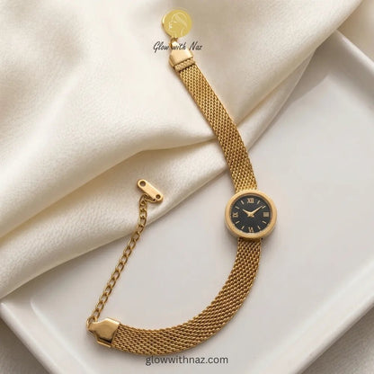 Stainless Steel Gold Watch-Style Mesh Bracelet for Women - Stainless Steel Gold Watch-Style Mesh Bracelet for WomenJewelryGlow With NazGlow With NazN-B032N-B032Gold Watch-Style Mesh Bracelet for Women