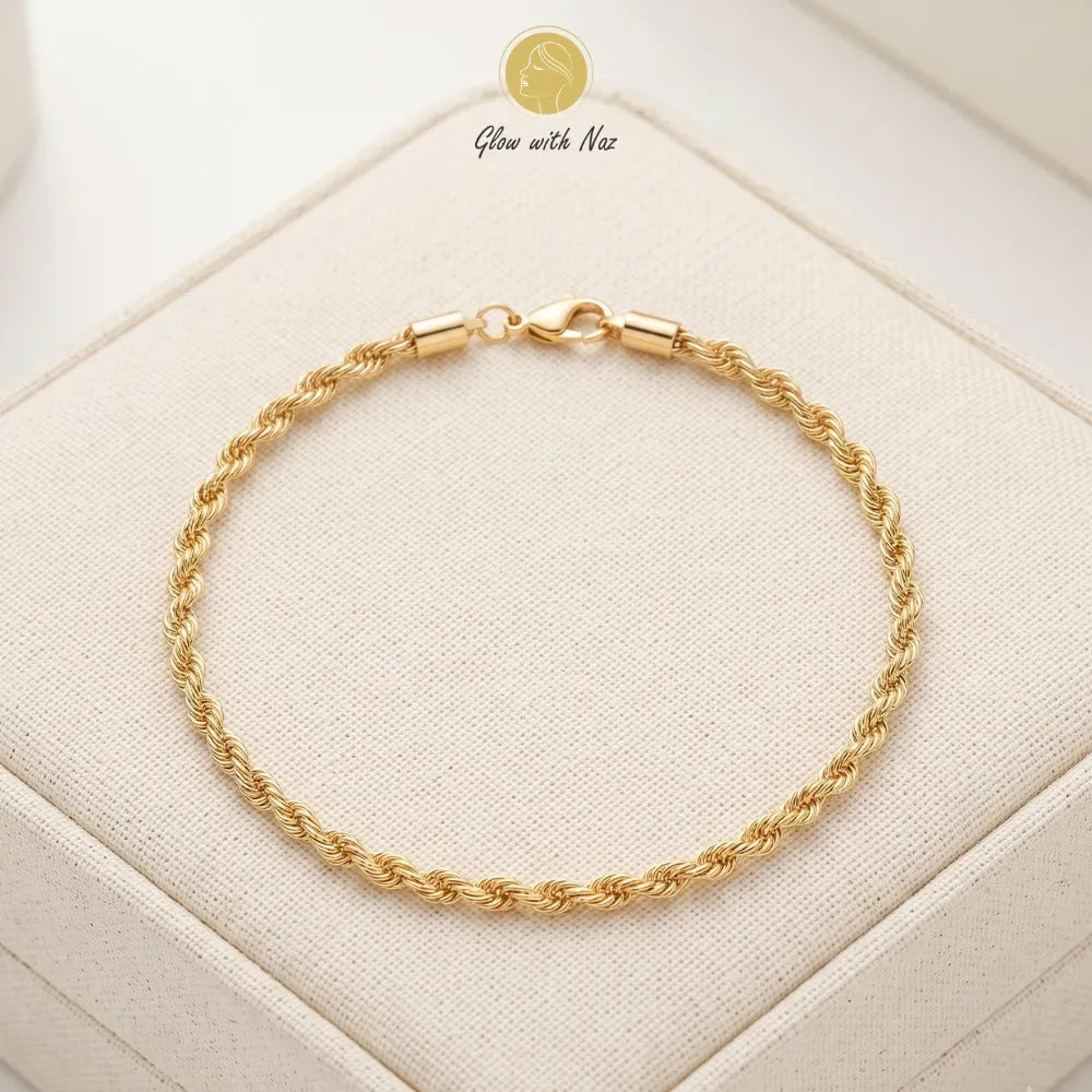 Detail shot of the stunning tarnish-free stainless steel hand cuff bracelet highlighting its textured rope pattern