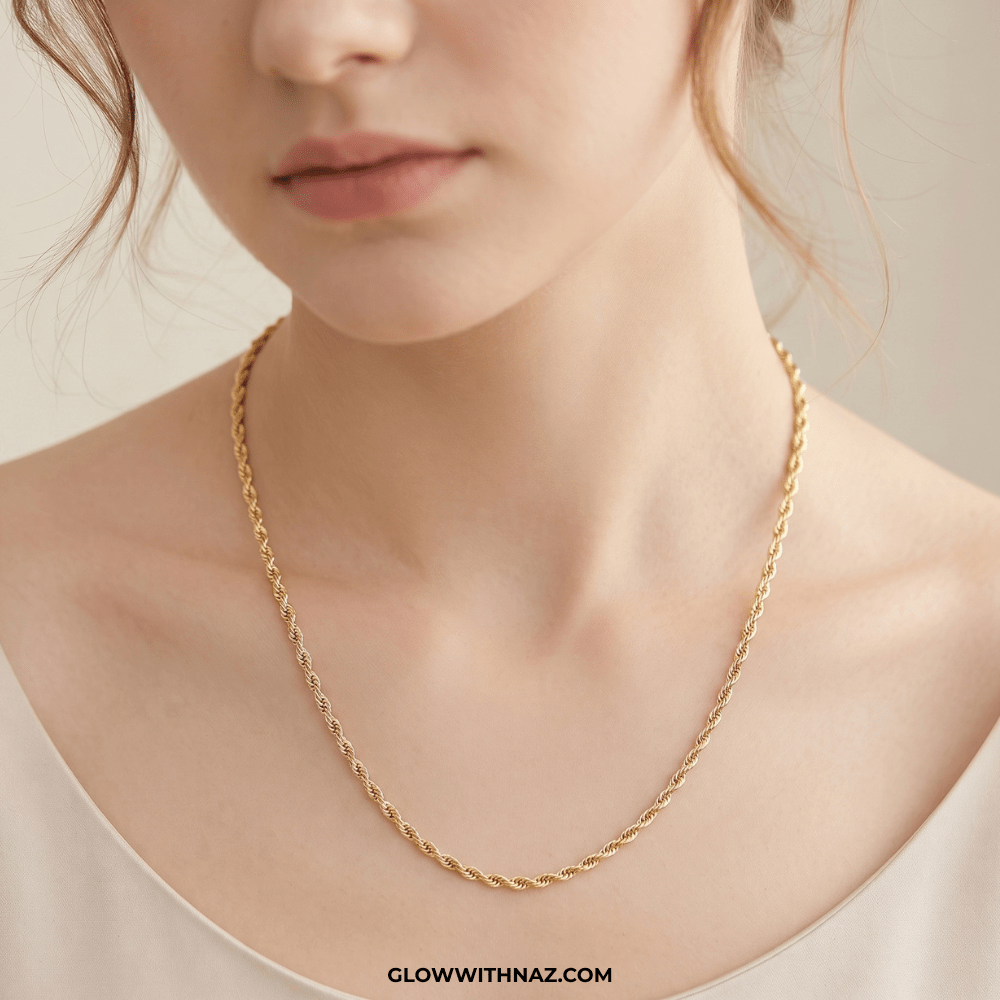 Tarnish-Free Elegant Gold Rope Long Chain for Women - #Tarnish-Free Elegant Gold Rope Long Chain for WomenJewelryGlow With NazGlow With NazN0065Tarnish-Free Elegant Gold Rope Long Chain for Women#