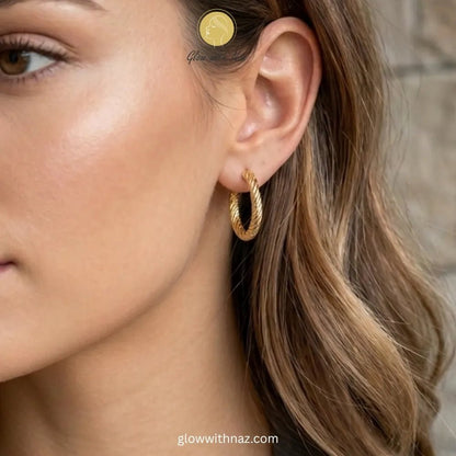Twisted Gold Simple Hoop Earrings - Twisted Gold Simple Hoop EarringsJewelryGlow With NazGlow With NazTwisted Gold Simple Hoop Earrings