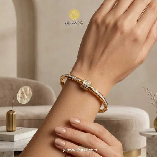 Waterproof 18k Gold Plated Crystal Double Bangle Bracelet - Waterproof 18k Gold Plated Crystal Double Bangle BraceletJewelryGlow With NazGlow With NazN-B019N-B019pave - crystal - double - bangle - bracelet 